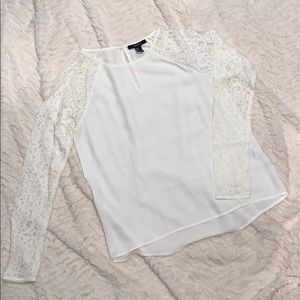 White Blouse with Lace Sleeves